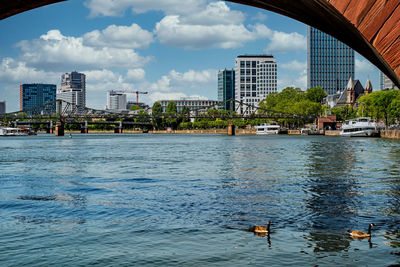 View of buildings in sea