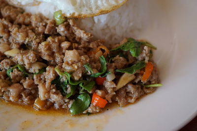 High angle view of meal served in plate