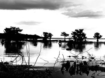 Scenic view of lake against sky