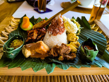 Bali mix rice with beef and fish satay
