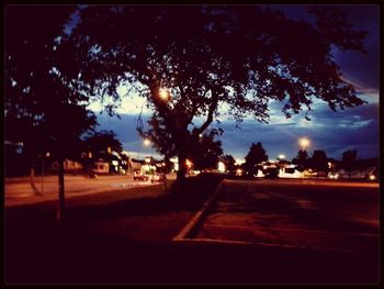 View of city street at night