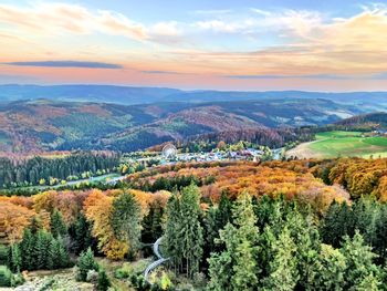 Scenic view of landscape against sky during sunset