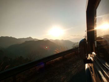 Scenic view of mountains against sky during sunset