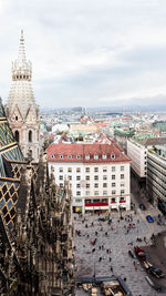 High angle view of buildings in city