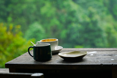 Coffee cup on table