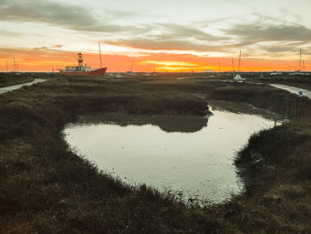 Scenic view of field against sky during sunset