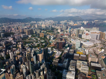 High angle view of townscape against sky