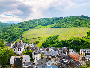 High angle view of townscape against sky