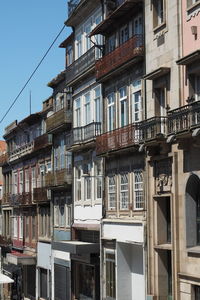 Low angle view of buildings against clear sky