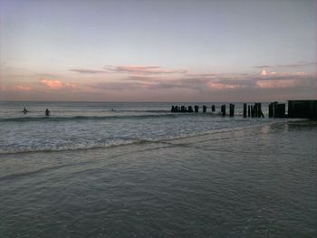 Scenic view of sea at sunset