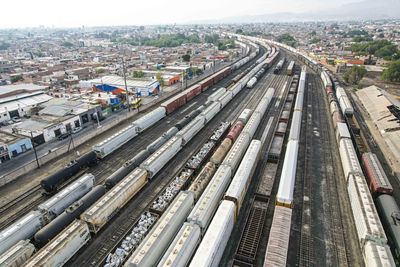 High angle view of railroad track