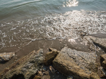 High angle view of beach