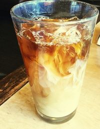 Close-up of beer in glass