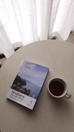 High angle view of coffee on table