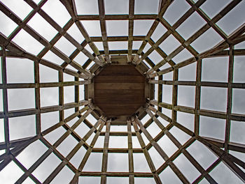 Low angle view of skylight in building