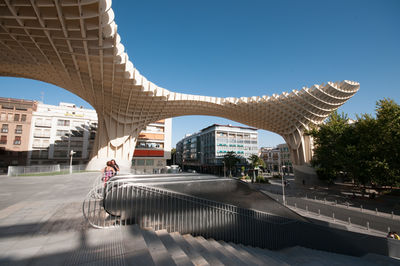 View of buildings against clear sky