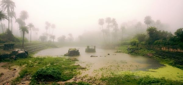 Scenic view of calm lake against sky