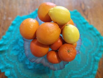 High angle view of oranges on table