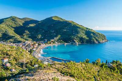 View of the gulf of levanto in the italian riviera, near cinque terre