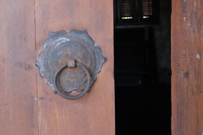 Close-up of old door handle
