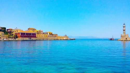 View of sea against blue sky