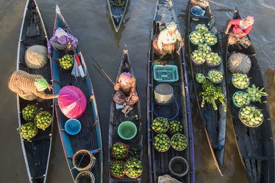 High angle view of flowers for sale in market