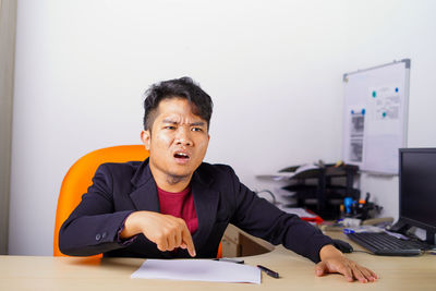 Man working on table