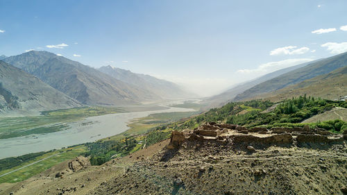 Scenic view of mountains against sky