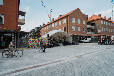 Bicycles on street in city