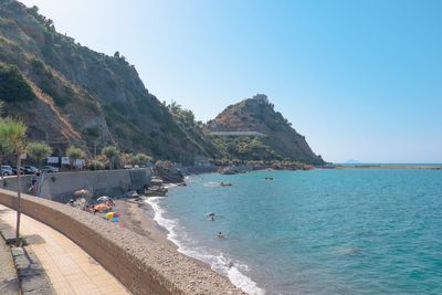 Scenic view of sea against clear sky