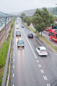 High angle view of traffic on road