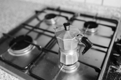 High angle view of coffee on table at home