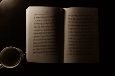 Directly above shot of coffee cup on table