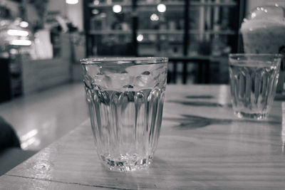 Close-up of water in glass on table