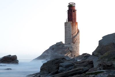 Scenic view of sea against clear sky