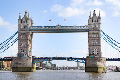 View of tower bridge over thames river against sky