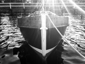 Low angle view of boats in river