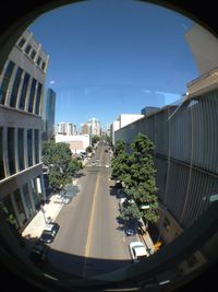 View of road along buildings