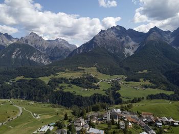 Scenic view of mountains against sky