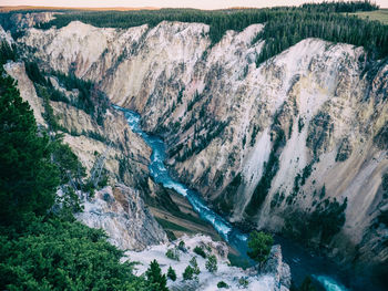 High angle view of river flowing through landscape