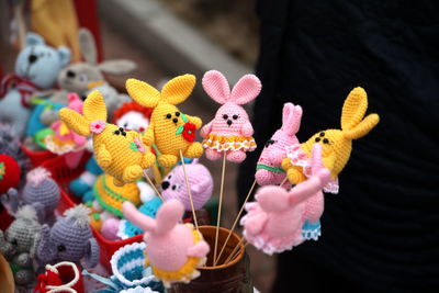 Close-up of multi colored stuffed toy