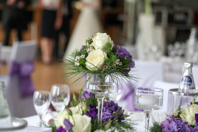 Close-up of flower vase on table