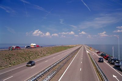 High angle view of highway against sky