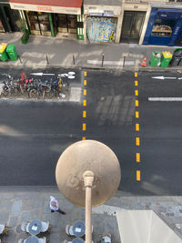 High angle view of street lights on road