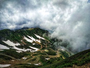 Scenic view of mountains against sky