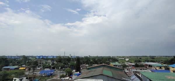 High angle view of townscape against sky