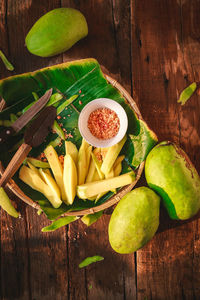 Close-up of green food