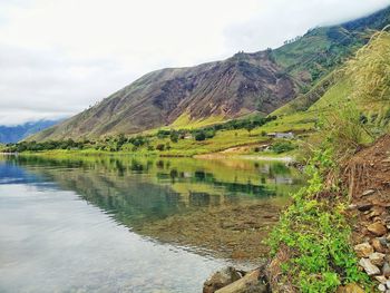 Scenic view of lake against sky