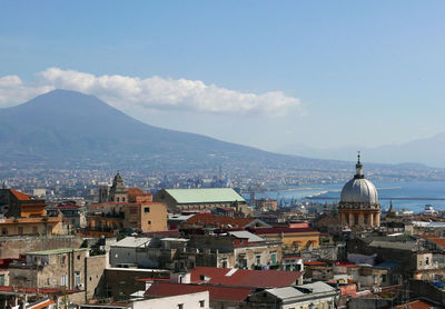 High angle view of townscape against sky