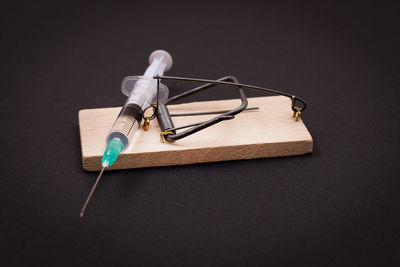 High angle view of ring on table